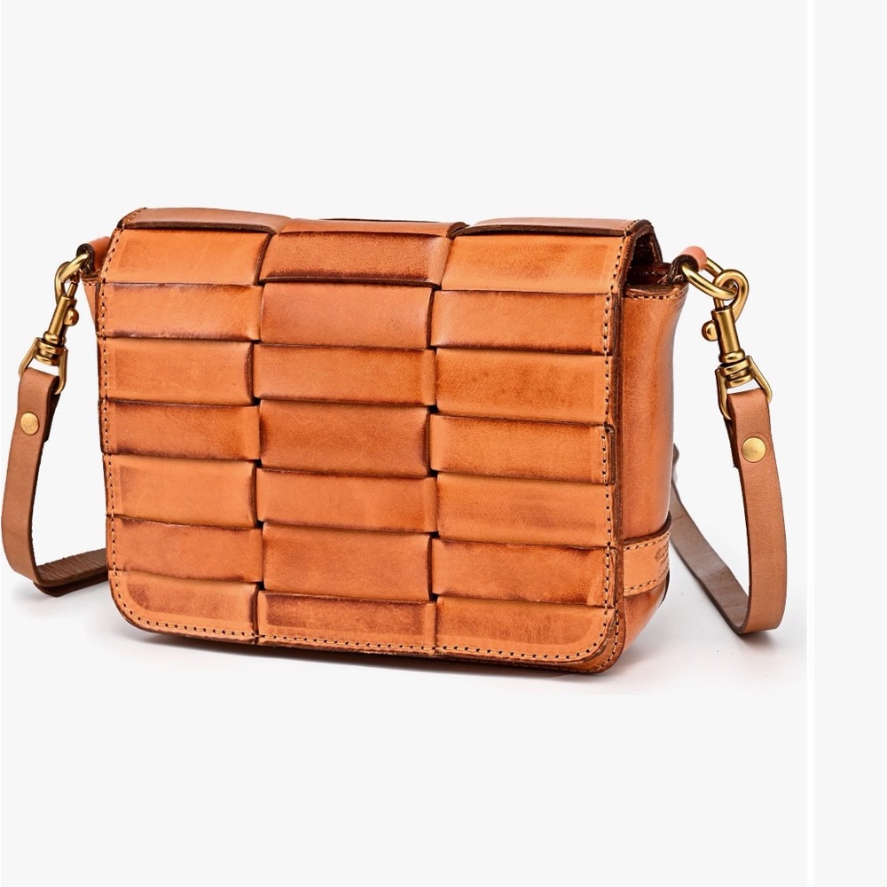 Woven leather crossbody bag